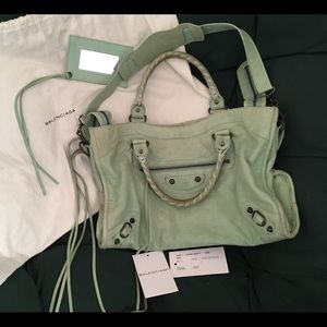 Authentic Balenciaga Mini City in Seafoam Green